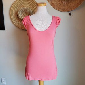 Old Navy Pink Ruffle Sleeve Scoop Neck Tshirt